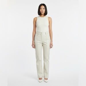 Aritzia Wilfred Rebel Faux Leather Straight Leg Pants High Rise Ivory Sz 0